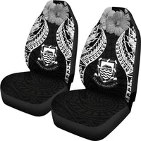 Tuvalu Polynesian Car Seat Covers Pride Seal And Hibiscus Black - Polynesian Pride