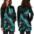 Tuvalu Polynesian Hoodie Dress - Turtle With Blooming Hibiscus Turquoise - Polynesian Pride