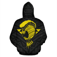 Hawaii Helmet Polynesian Yellow Kanaka Warrior Hoodie (Zip) - Polynesian Pride