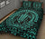 Hawaiian Kakau Honu Arc Turquoise Polynesian Quilt Bed Set - Polynesian Pride