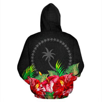 Chuuk Polynesian Zip Hoodie Black Hibiscus - Polynesian Pride