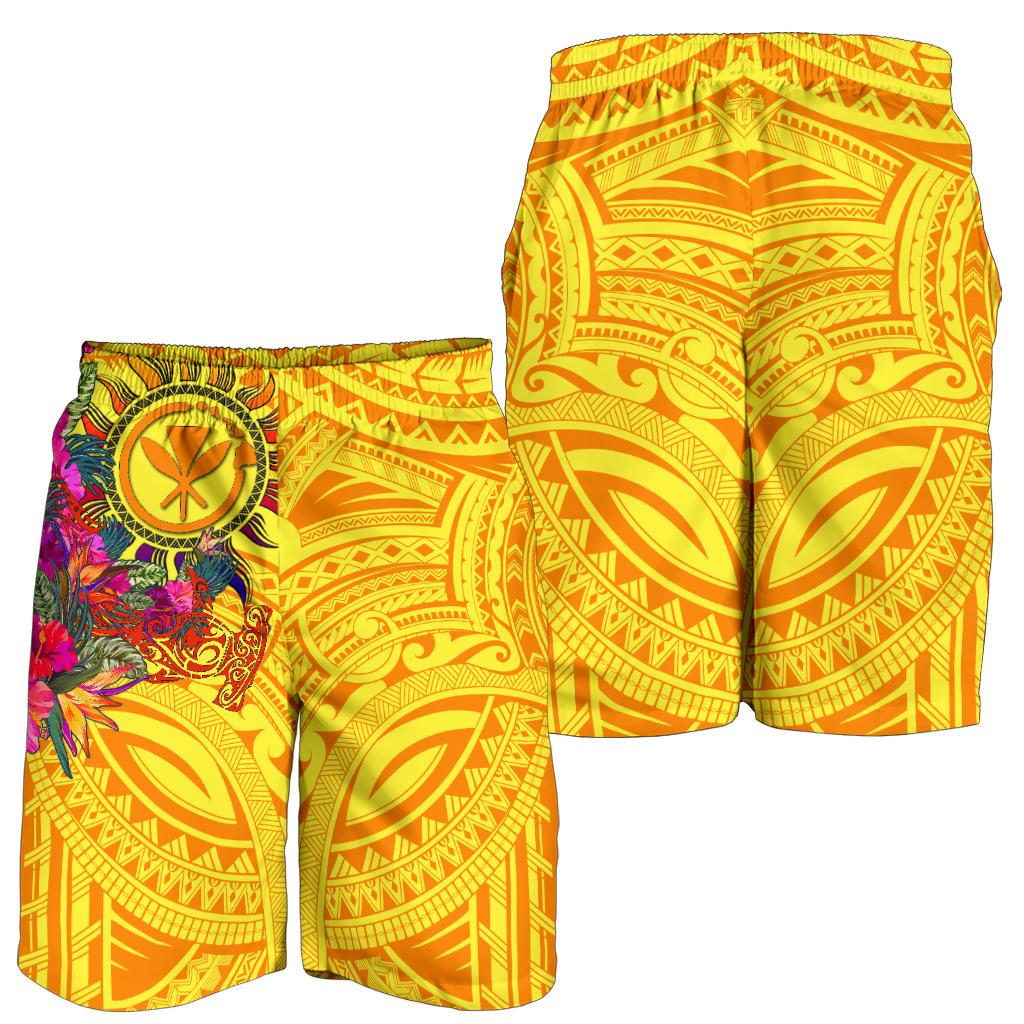 Polynesian Hawaii Kanaka Maoli Men's Shorts - Hibiscus Flowers & Polynesian Patterns - Polynesian Pride