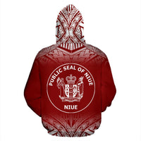 Niue Polynesian Custom Zip up Hoodie Fog Red - Polynesian Pride