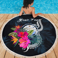 Marshall Islands Polynesian Custom Personalised Beach Blanket - Tropical Flower - Polynesian Pride