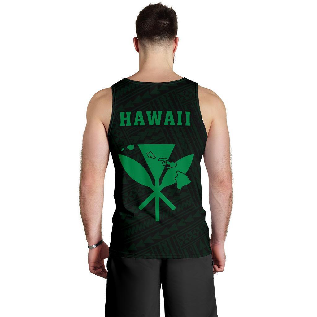 Hawaii Kakau Polynesian Kanaka Map Men's Tank Top - Green - Polynesian Pride