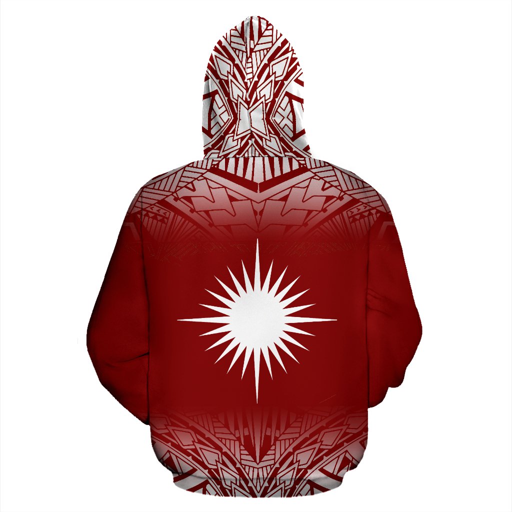 Marshall Islands All Over Zip up Hoodie Fog Red - Polynesian Pride
