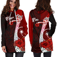 Chuuk Micronesia Custom Personalised Hoodie Dress - Coat Of Arm With Hibiscus - Polynesian Pride