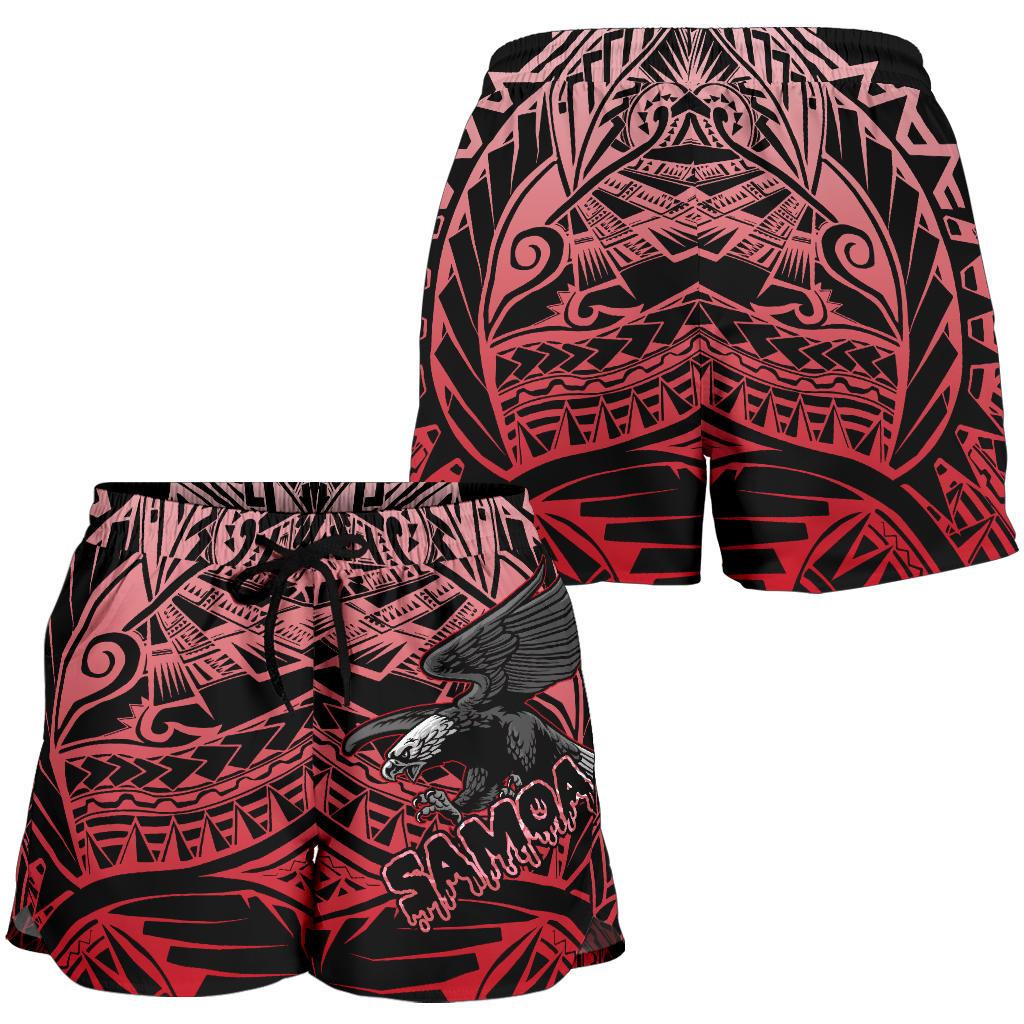 Samoa Polynesian Women's Short - Eagle Tribal Pattern Red - Polynesian Pride
