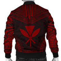 Kanaka Maoli Polynesian Chief Men's Bomber Jacket - Red Version - Polynesian Pride