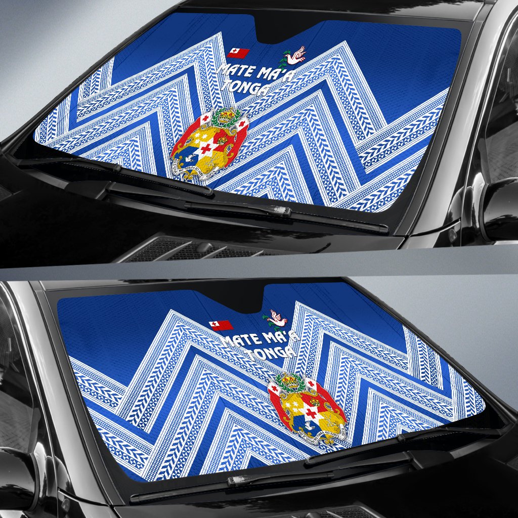 Mate Ma'a Tonga Rugby Auto Sun Shades Polynesian Creative Style - Blue - Polynesian Pride