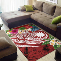 Nauru Polynesian Area Rug - Summer Plumeria (Red) - Polynesian Pride