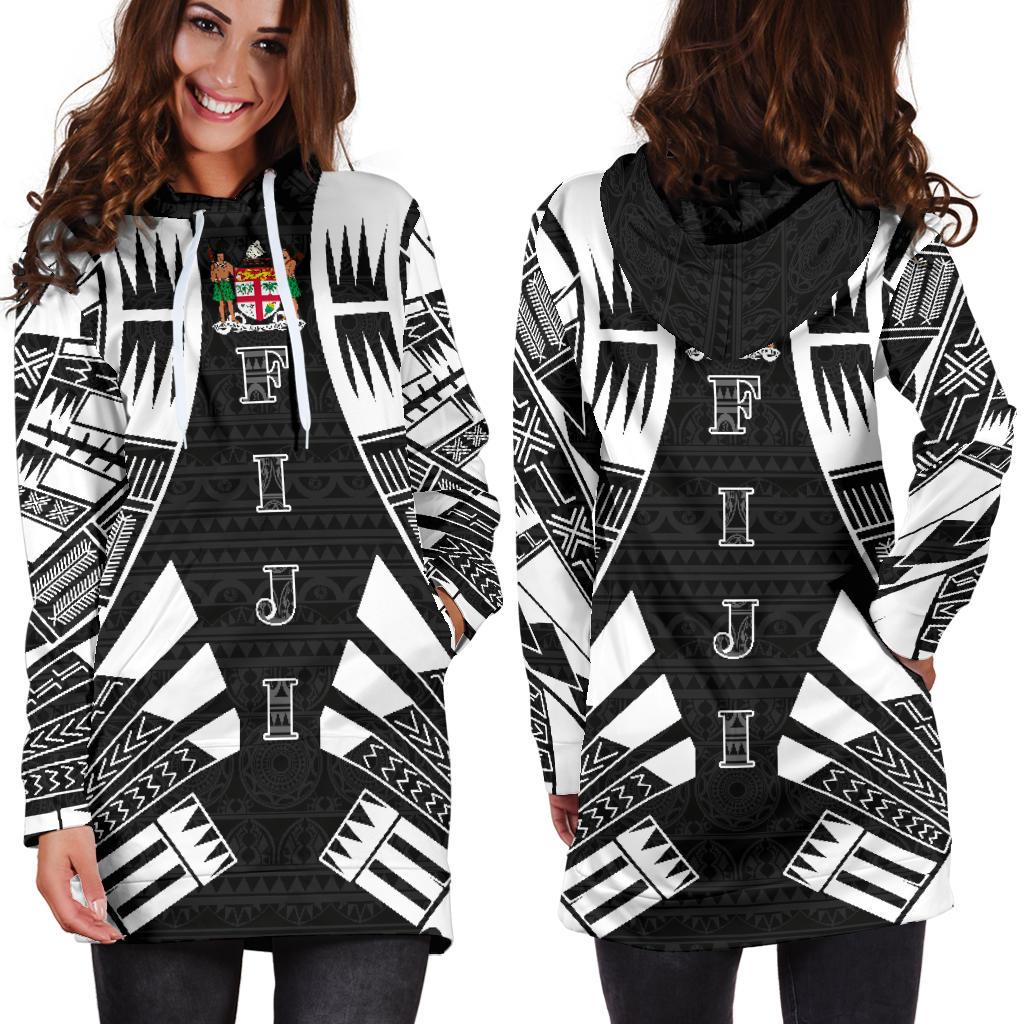 Fiji Hoodie Dress - Polynesian Tattoo Black - Polynesian Pride