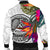 American Samoa Men's Bomber Jacket Hibiscus Polynesian pattern White - Polynesian Pride