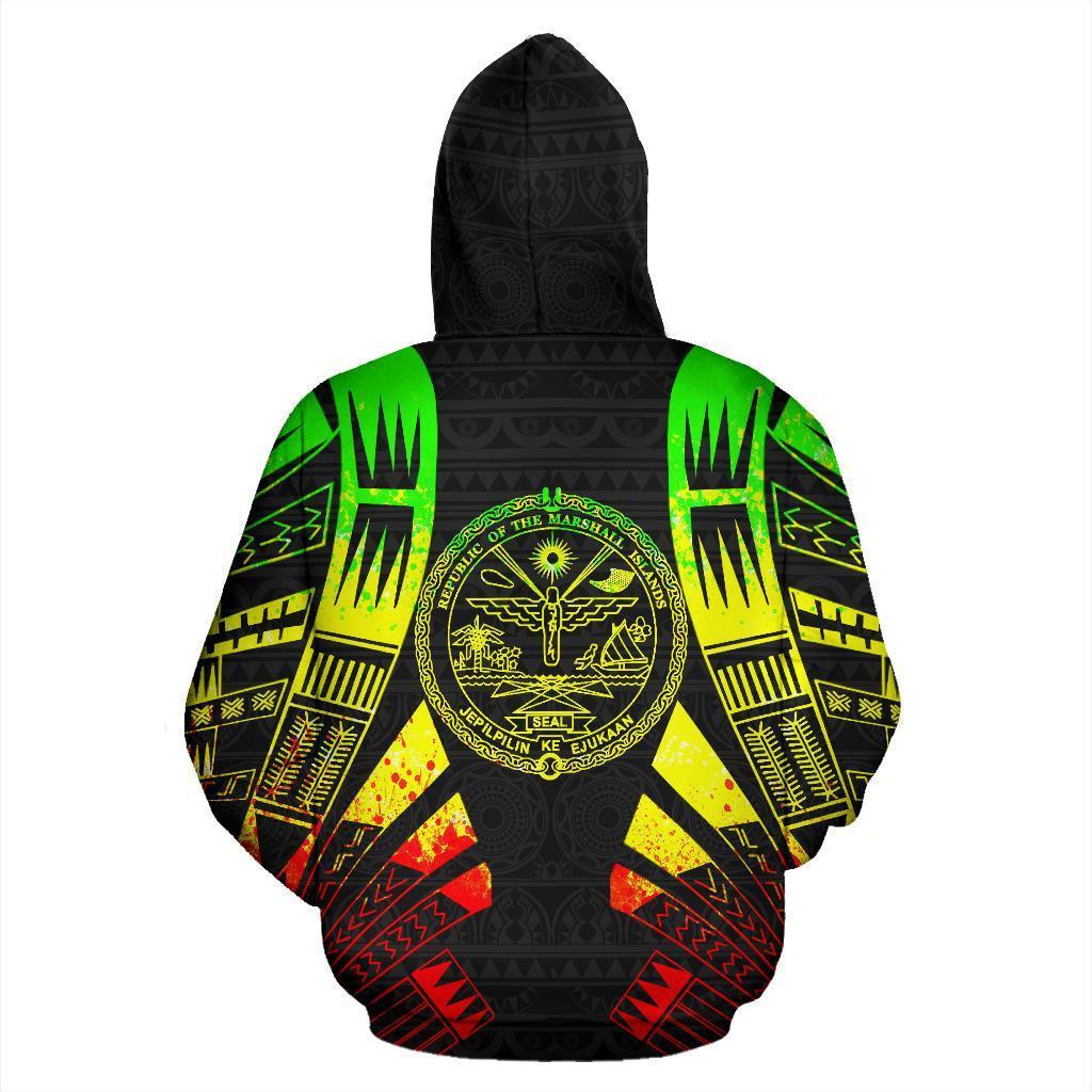Marshall Islands All Over Zip up Hoodie Reggae Tattoo Style - Polynesian Pride