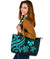 Wallis and Futuna Large Leather Tote - Turquoise Tentacle Turtle - Polynesian Pride