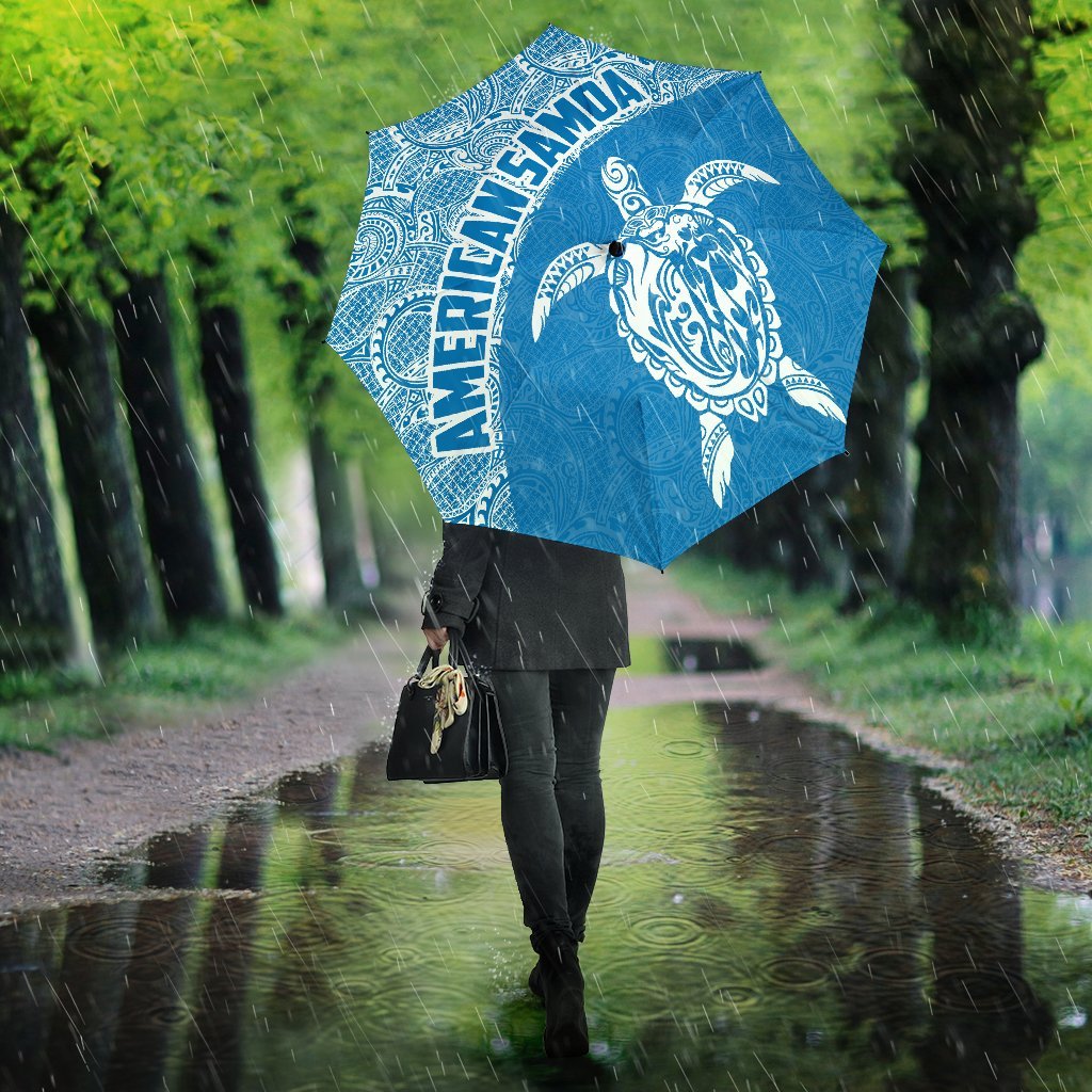 American Samoa Umbrella Turtle Mermaid Polynesian Pattern White Blue Umbrella - TH0 One Size Blue - Polynesian Pride