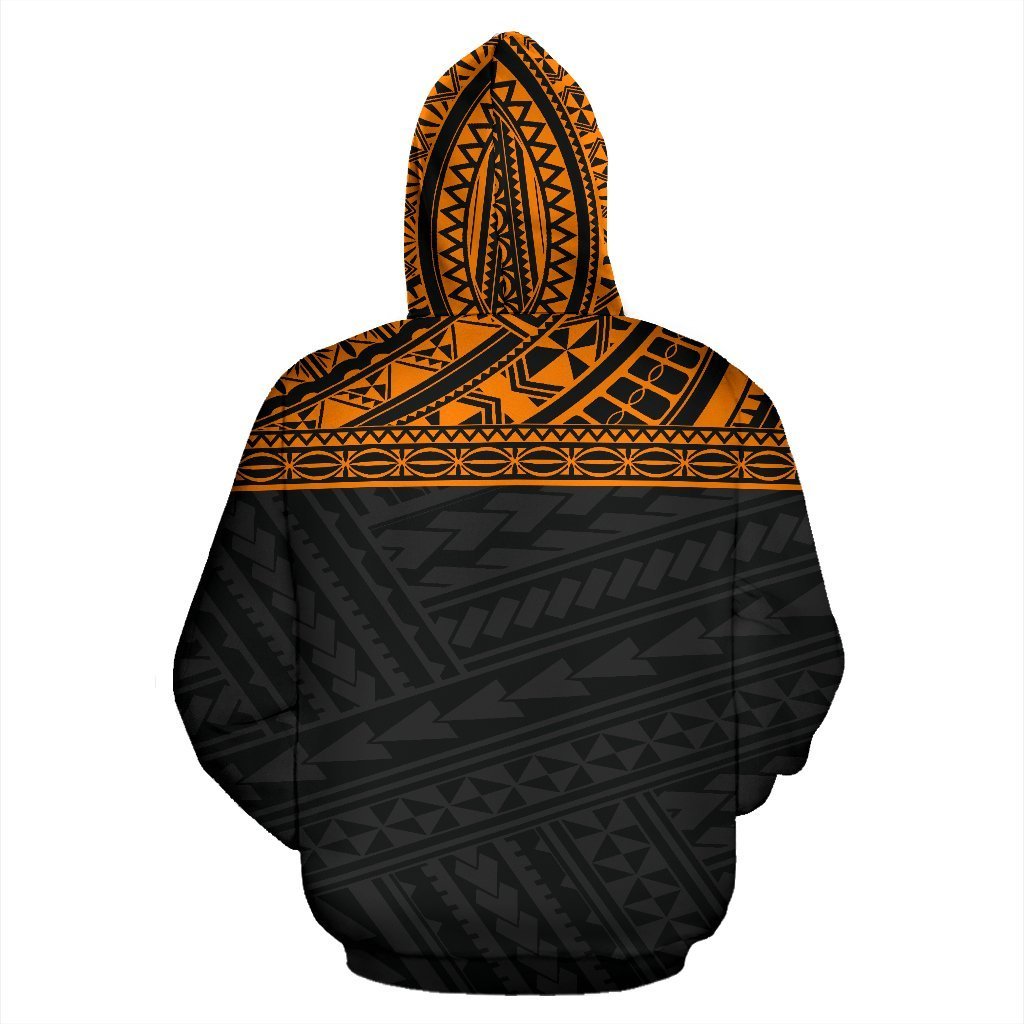 Poly All Over Zip up Hoodie Polynesian Orange Black Version - Polynesian Pride