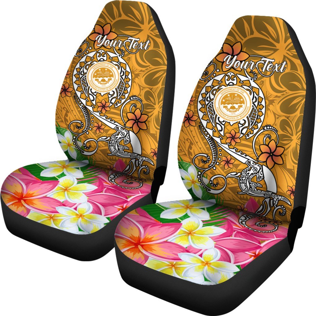 FSM Custom Personalised Car Seat Covers - Turtle Plumeria (Gold) - Polynesian Pride