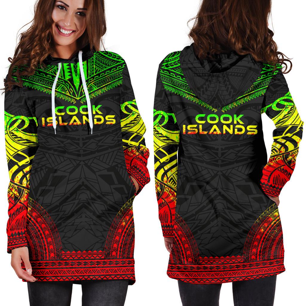 Cook Islands Women's Hoodie Dress - Polynesian Reggae Chief - Polynesian Pride