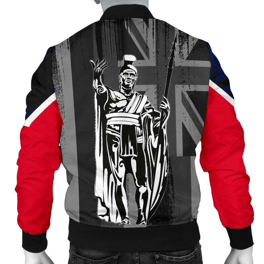 Hawaii King Flag Polynesian Men's Bomber Jacket - Blue - Polynesian Pride