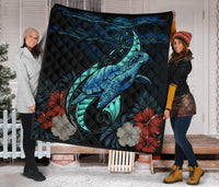 Hawaii Polynesian Honu Sea Hibiscus Premium Quilt - Polynesian Pride
