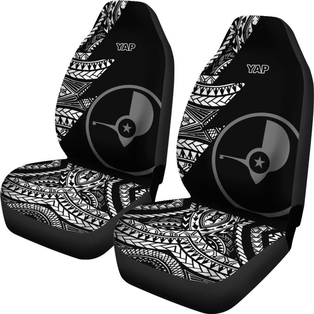 Yap Car Seat Covers - Micronesian Pattern Flash Black - Polynesian Pride