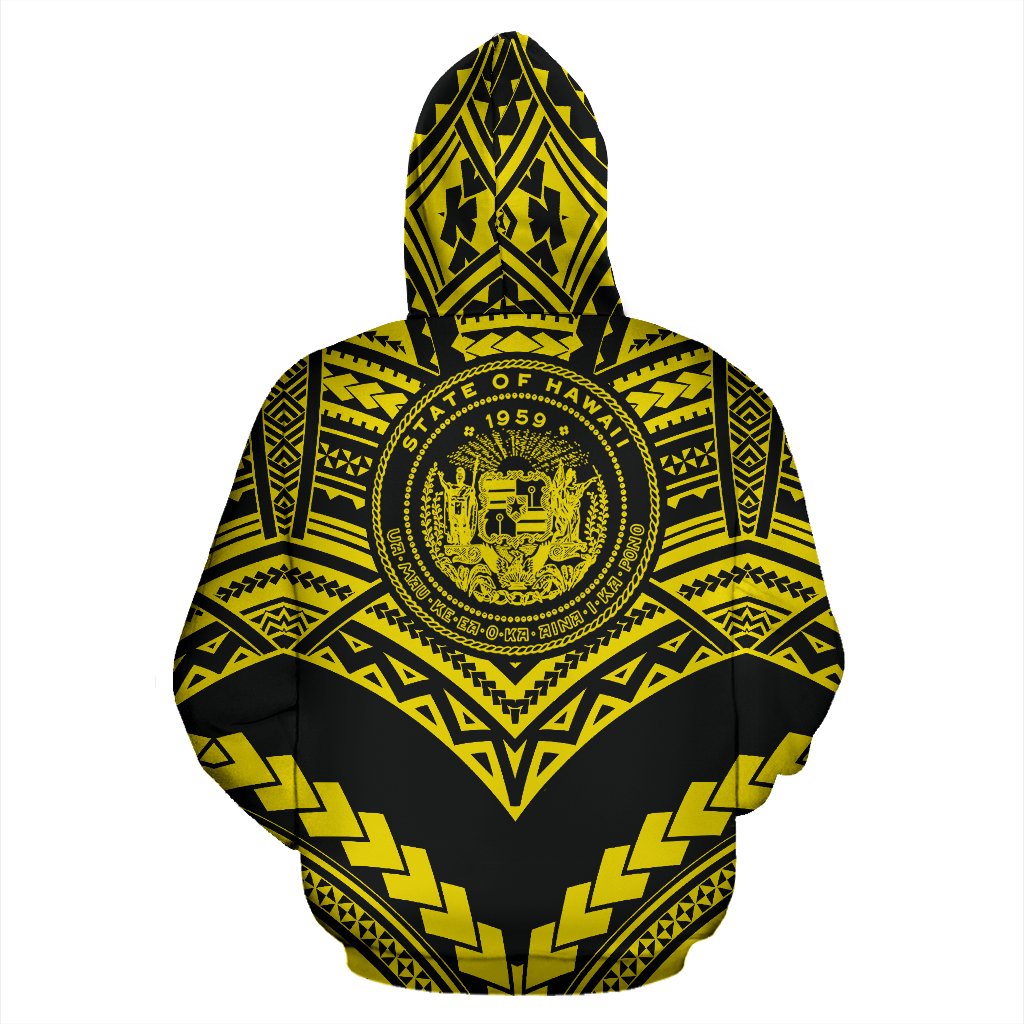 Hawaii Polynesian Zip up Hoodie Tribal New Warrior Style Yellow Color - Polynesian Pride