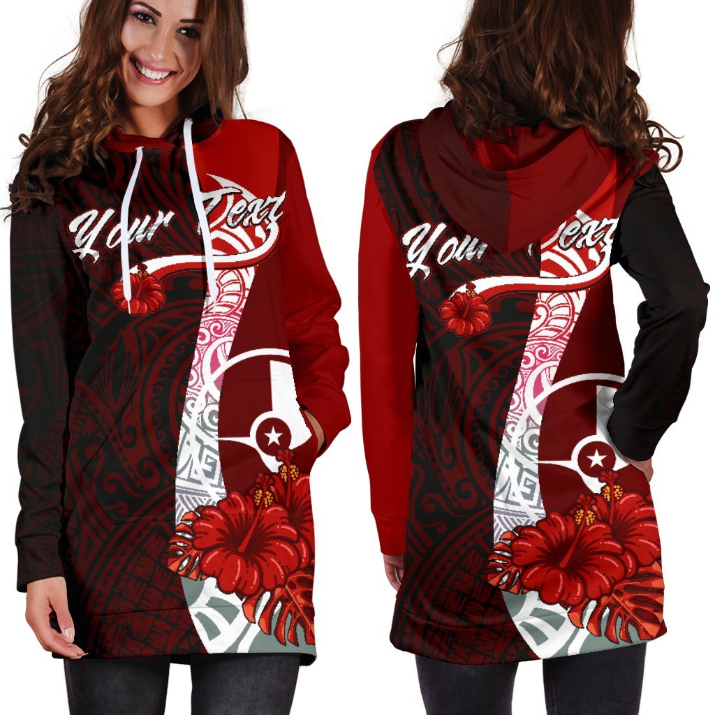 Yap Polynesian Custom Personalised Hoodie Dress - Coat Of Arm With Hibiscus - Polynesian Pride