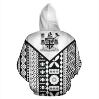 Fiji Rugby Tapa Hoodie Fiji Flag Coat of Arms PatternK4 - Polynesian Pride