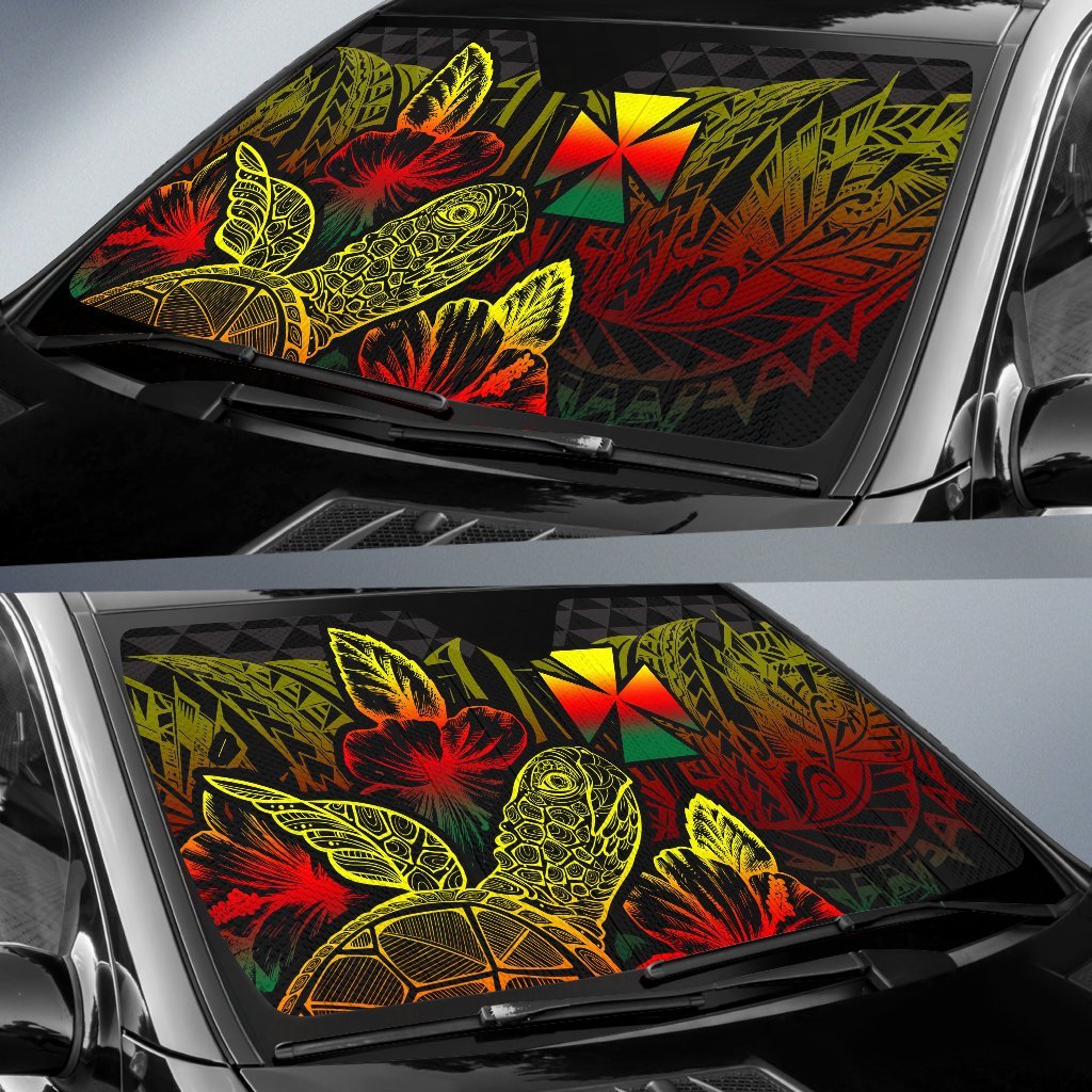 Wallis And Futuna Auto Sun Shades Turtle Hibiscus Reggae - Polynesian Pride