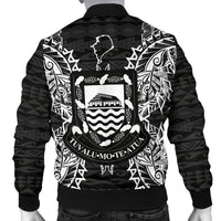 Tuvalu Polynesian Men's Bomber Jacket Map Black - Polynesian Pride
