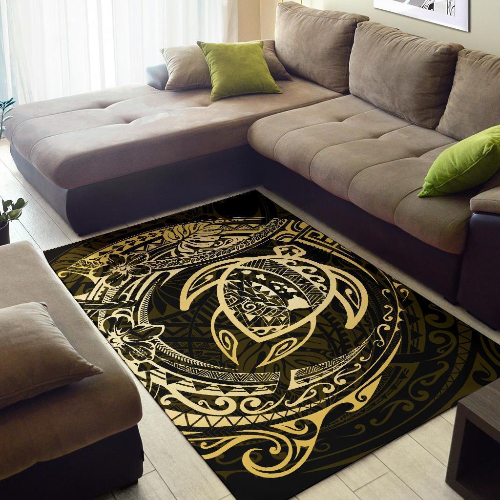 Hawaiian Map Turtle Polynesian Circle Rug AH - Polynesian Pride