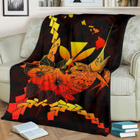 Hawaii Polynesian Premium Blanket - Swordfish With Hibiscus - Polynesian Pride