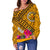 Hawaii Women's Off Shoulder - Kanaka Maoli With Hibiscus On Polynesian Patterns (YELLOW) - Polynesian Pride