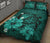 Personalized - Hawaii Map Turtle Hibiscus Plumeria Polynesian Quilt Bed Set - Turquoise - Polynesian Pride