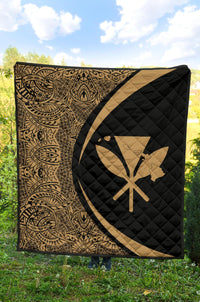 Hawaii Kanaka Polynesian Black Premium Quilt - Circle Style Black - Polynesian Pride