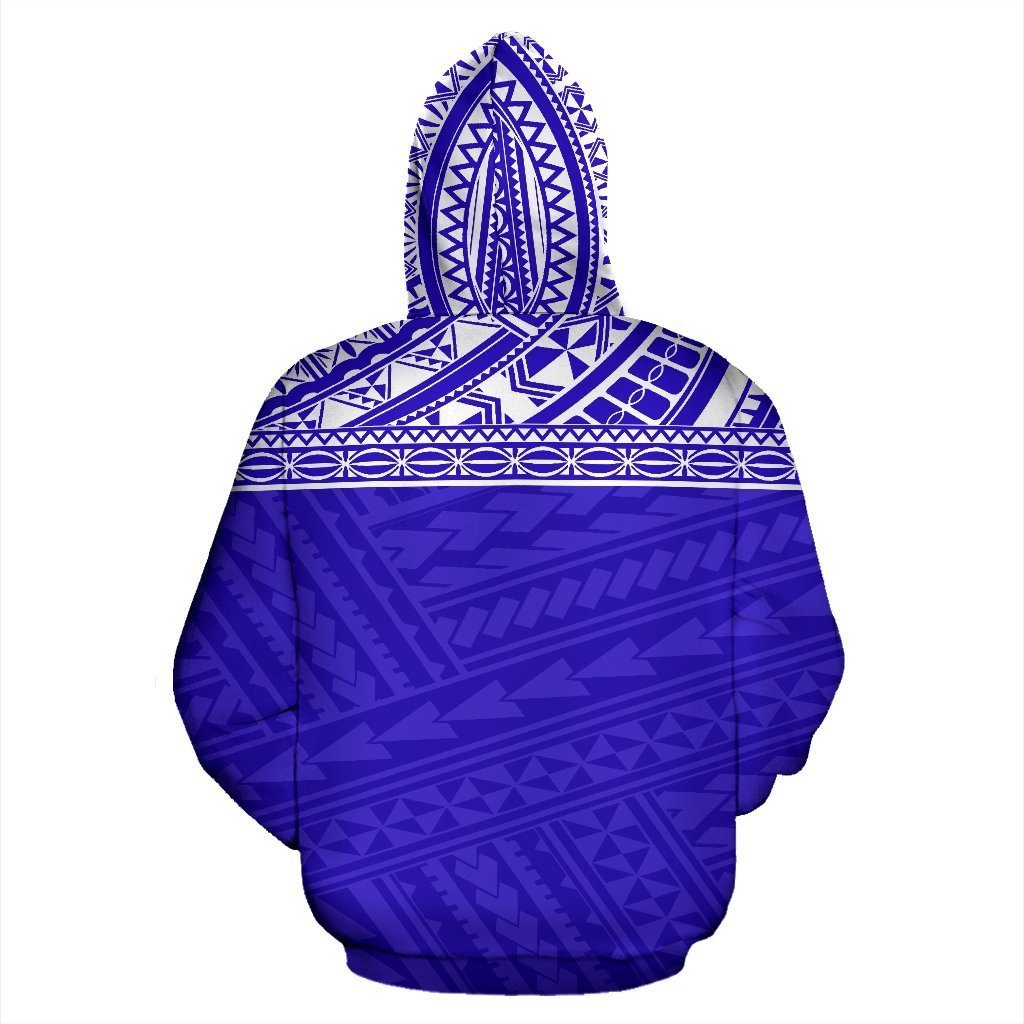 Poly All Over Zip up Hoodie Polynesian Royal Blue Version - Polynesian Pride