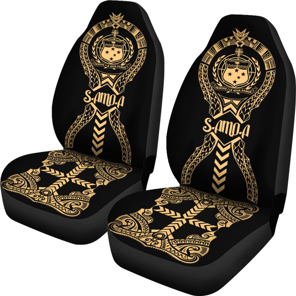 Samoa Car Seat Covers - Samoa Coat Of Arms Polynesian Tribal Gold - Polynesian Pride