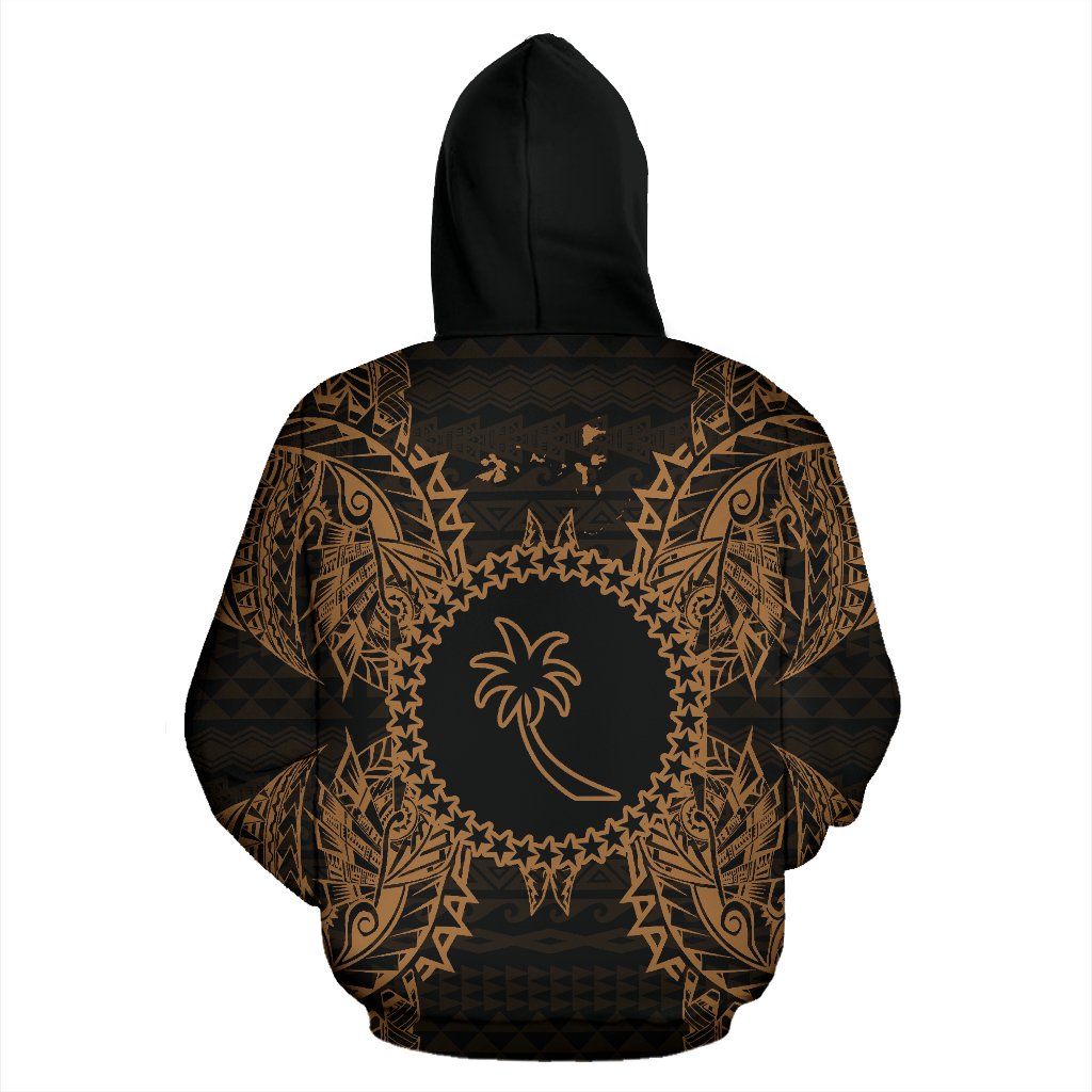 Chuuk Polynesian ll Over Hoodie Map Gold - Polynesian Pride