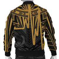 Pohnpei Personalised Men's Bomber Jacket - Pohnpei Seal In Heartbeat Patterns Style (Gold) - Polynesian Pride