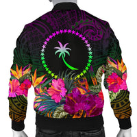 Chuuk Personalised Men's Bomber Jacket - Summer Hibiscus - Polynesian Pride