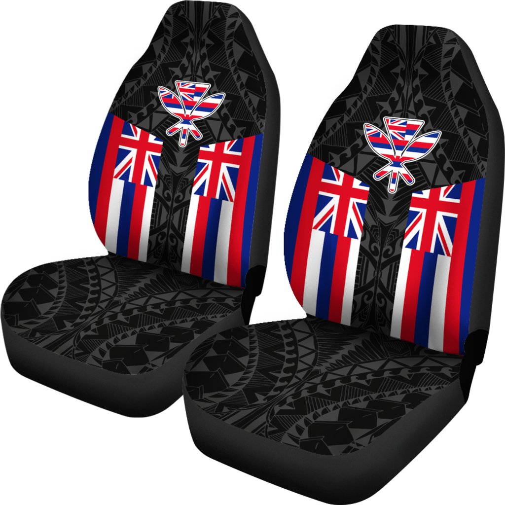 Hawaii Flag Car Seat Covers Black Universal Fit Black - Polynesian Pride