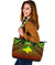 Polynesian Papua New Guinea Leather Tote Bag - Reggae Vintage Polynesian Patterns - Polynesian Pride