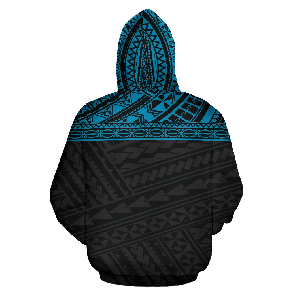 Poly All Over Hoodie Polynesian Black Blue Version - Polynesian Pride