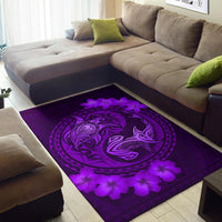 Hawaii Yin Yang Turtle Shark Hibiscus Plumeria Rug - Purple - Polynesian Pride