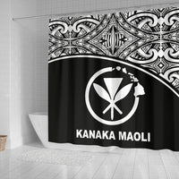 Kanaka Maoli Shower Curtain - Black Curve Style - Polynesian Pride