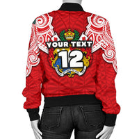 (Custom Personalised) Tonga Rugby Women's Bomber Jacket Royal Style - Polynesian Pride