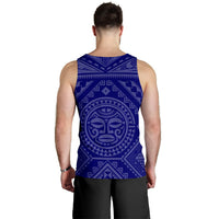 Guam Men's Tank - Guam Seal With Polynesian Tattoo Style (Blue) - Polynesian Pride