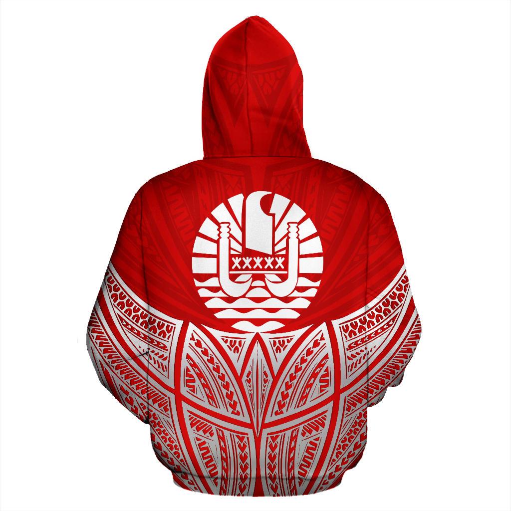 Tahiti Polynesian Custom Hoodie Red Pride Map nd Seal - Polynesian Pride
