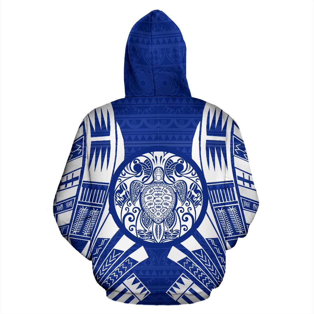 Turtle All Over Zip up Hoodie Blue Tattoo Style - Polynesian Pride